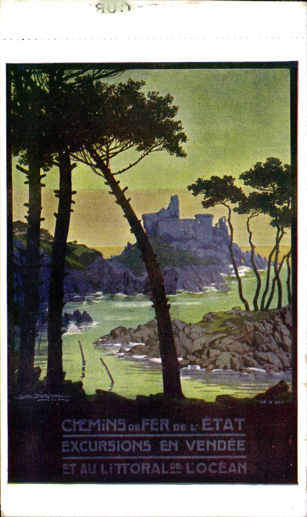 CPA Chemins De Fer De Etat Excursions En Vendee et au littoral