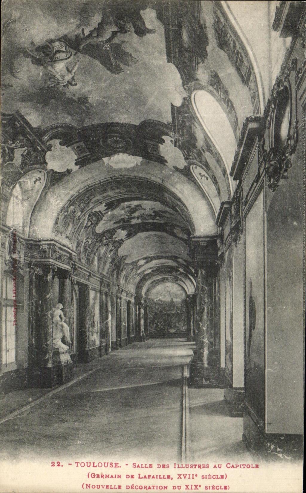 Toulouse - Salle des Illustres au Capitole — nouvelle décoration du XIXe siècle (Gérmain de Lapaille, XVIIe siècle)