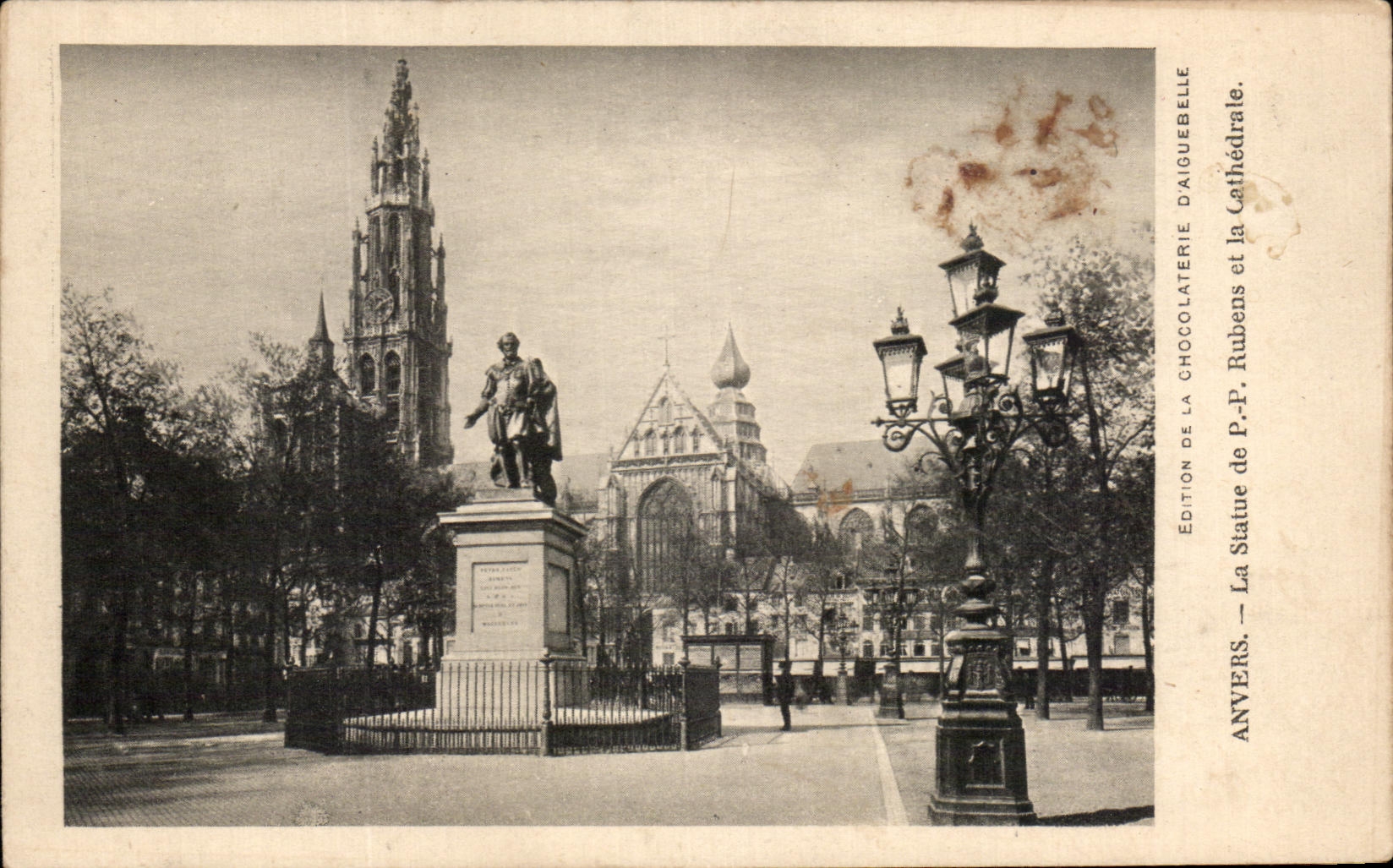 CPA Anvers La Statue De Rubens Et La Cathedrale