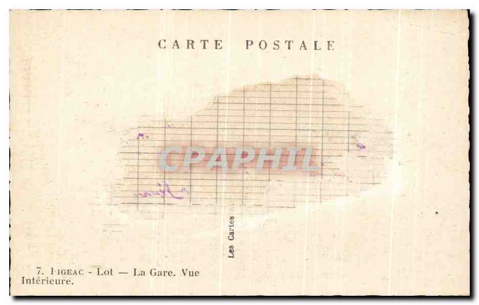 CPA Figeac Lot La Gare Vue Interieure chemins de fer Train  — Rückseite