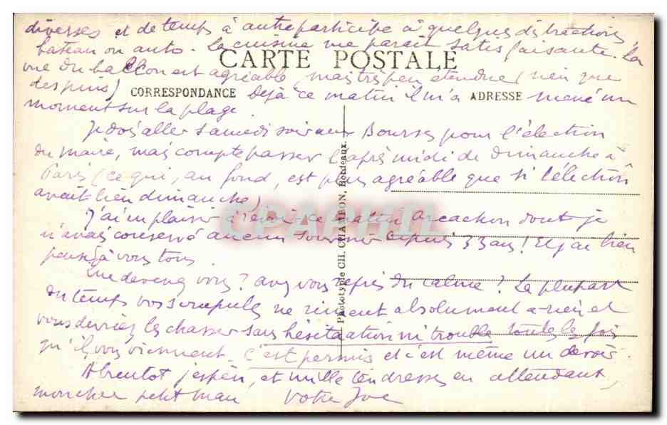 CPA Bordeaux Les Colonnes Rostrales Automobile — Verso