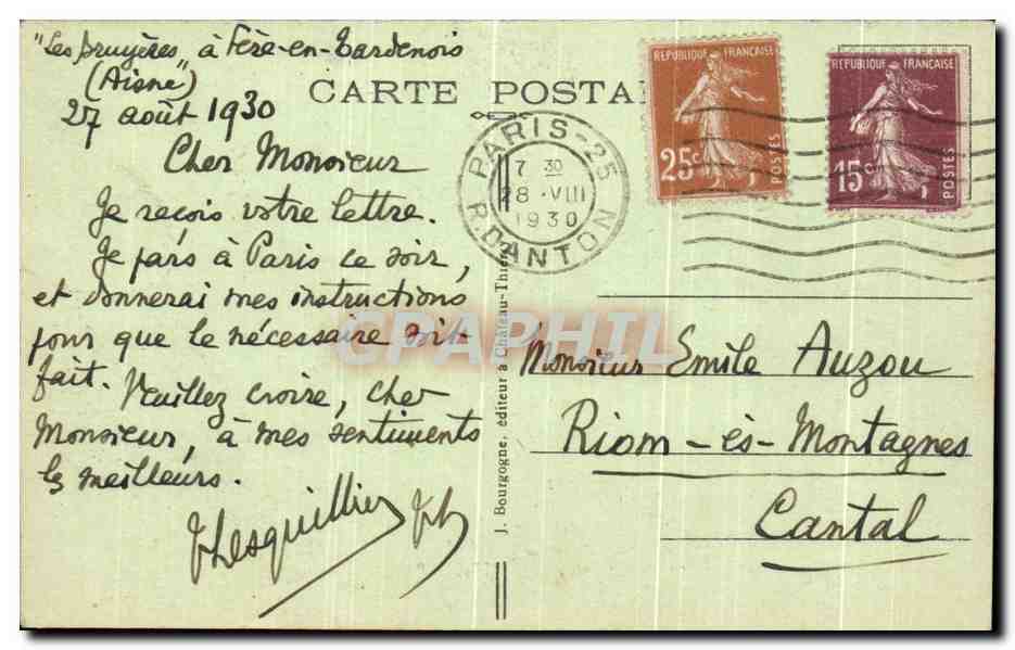 Les Bruyères — Père-en-Tardenois (Aisne) — Edit Déchery, libraire — Verso