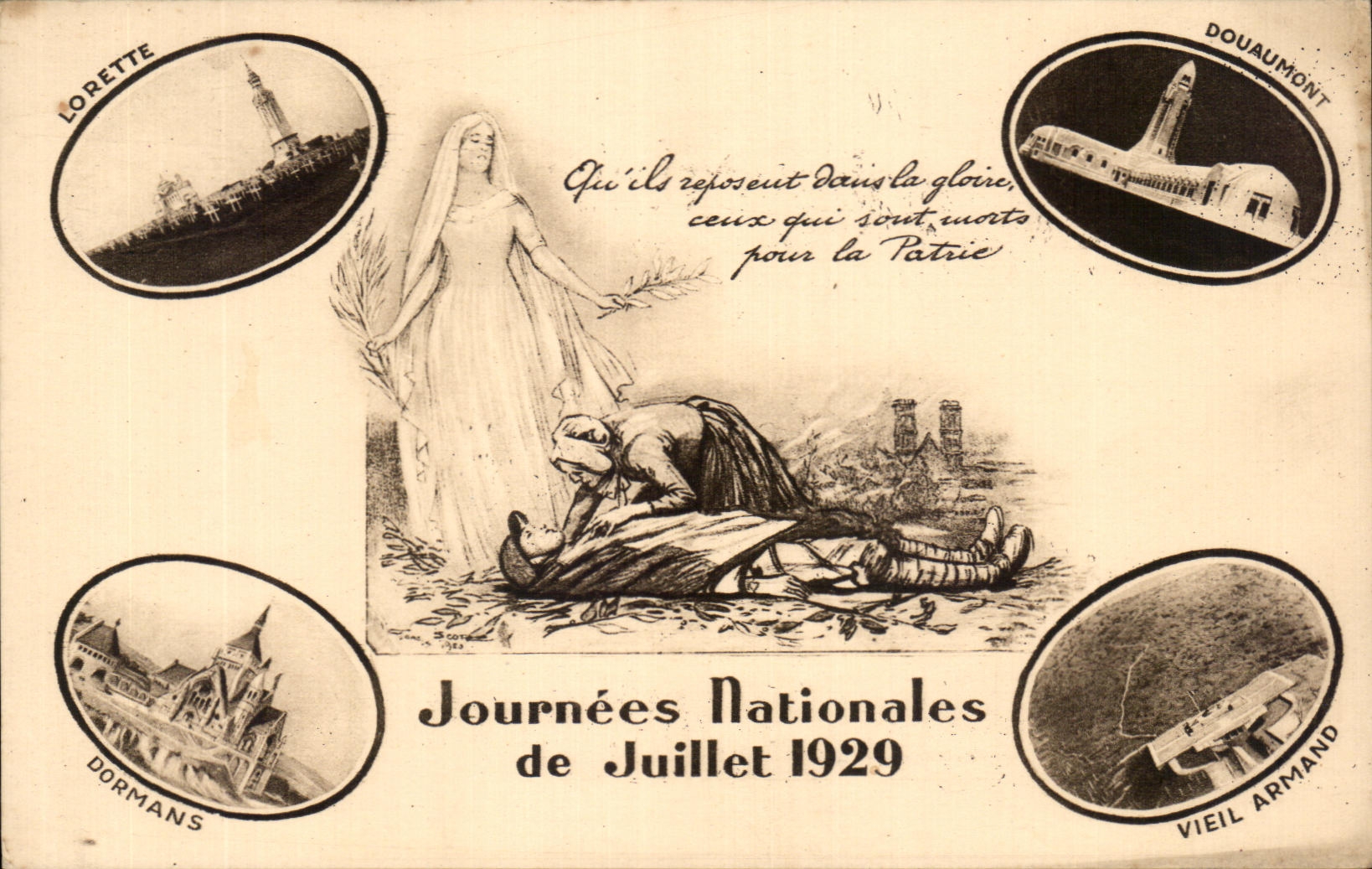 CPA Journees Nationales de Juillet 1929 Militaria Lorette Dormans Douaumont Vieil Armand 