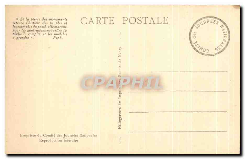 CPA Journees Nationales de Juillet 1929 Militaria Lorette Dormans Douaumont Vieil Armand  — Rückseite
