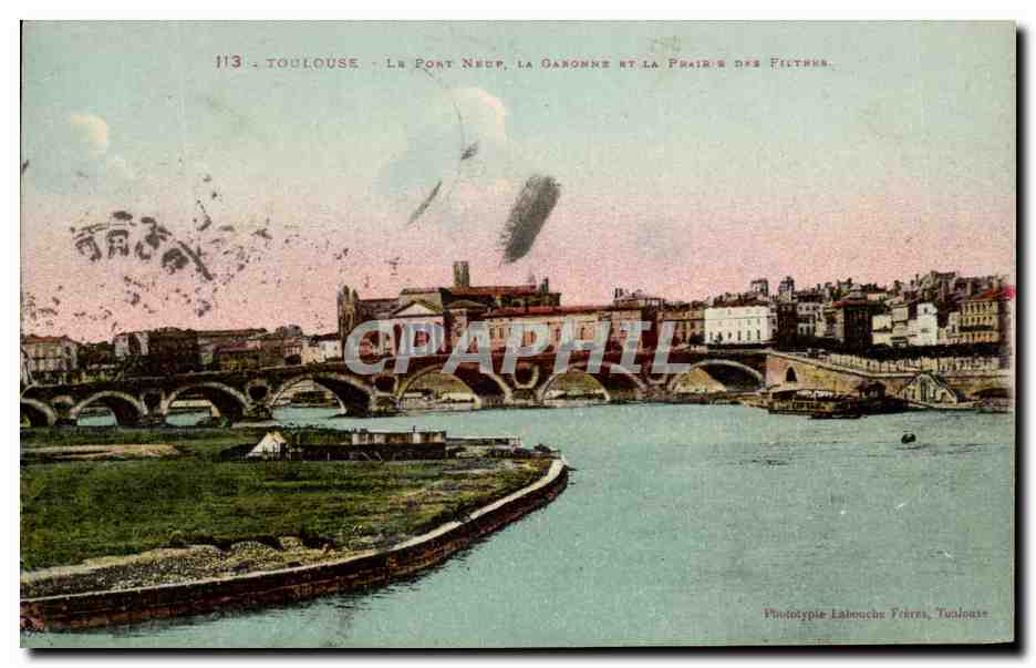Toulouse - Le Port Neuf, la Garonne et la Prairie des Filthere - Phototypie Labouchu Frères, Toulouse