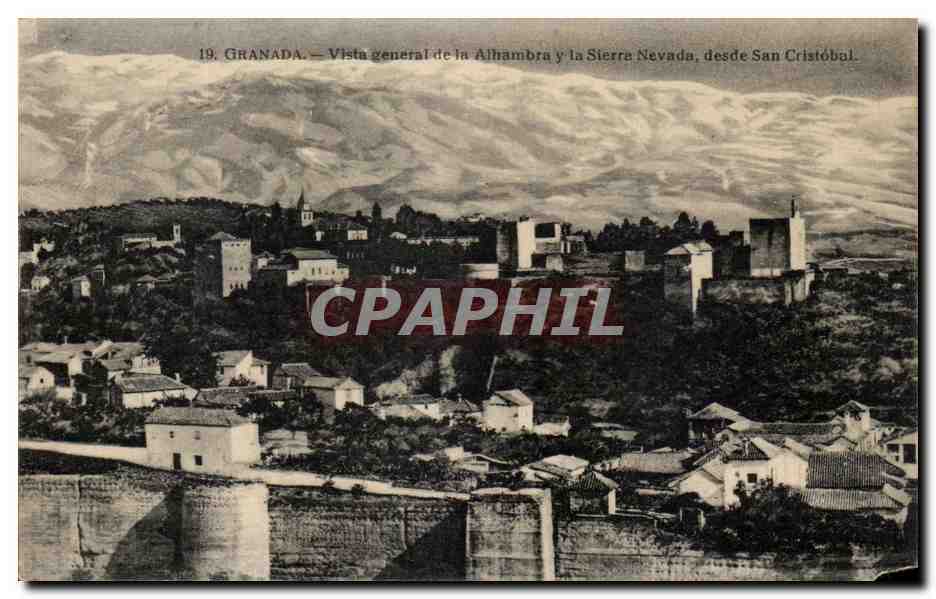 CPA Granada Vista General de la Alhambra la Sierre Nevada