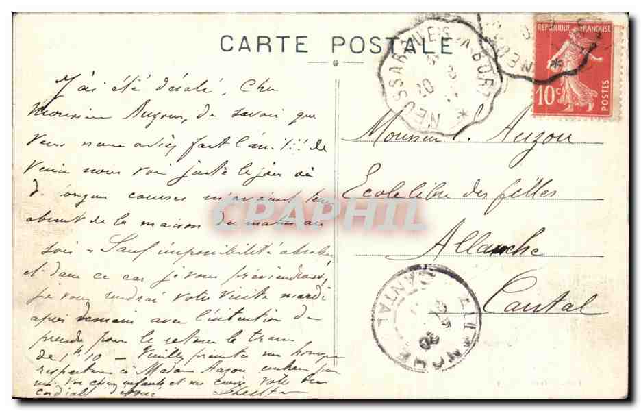 CPA Cantal Riom es Montagnes Vue Generale — Rückseite