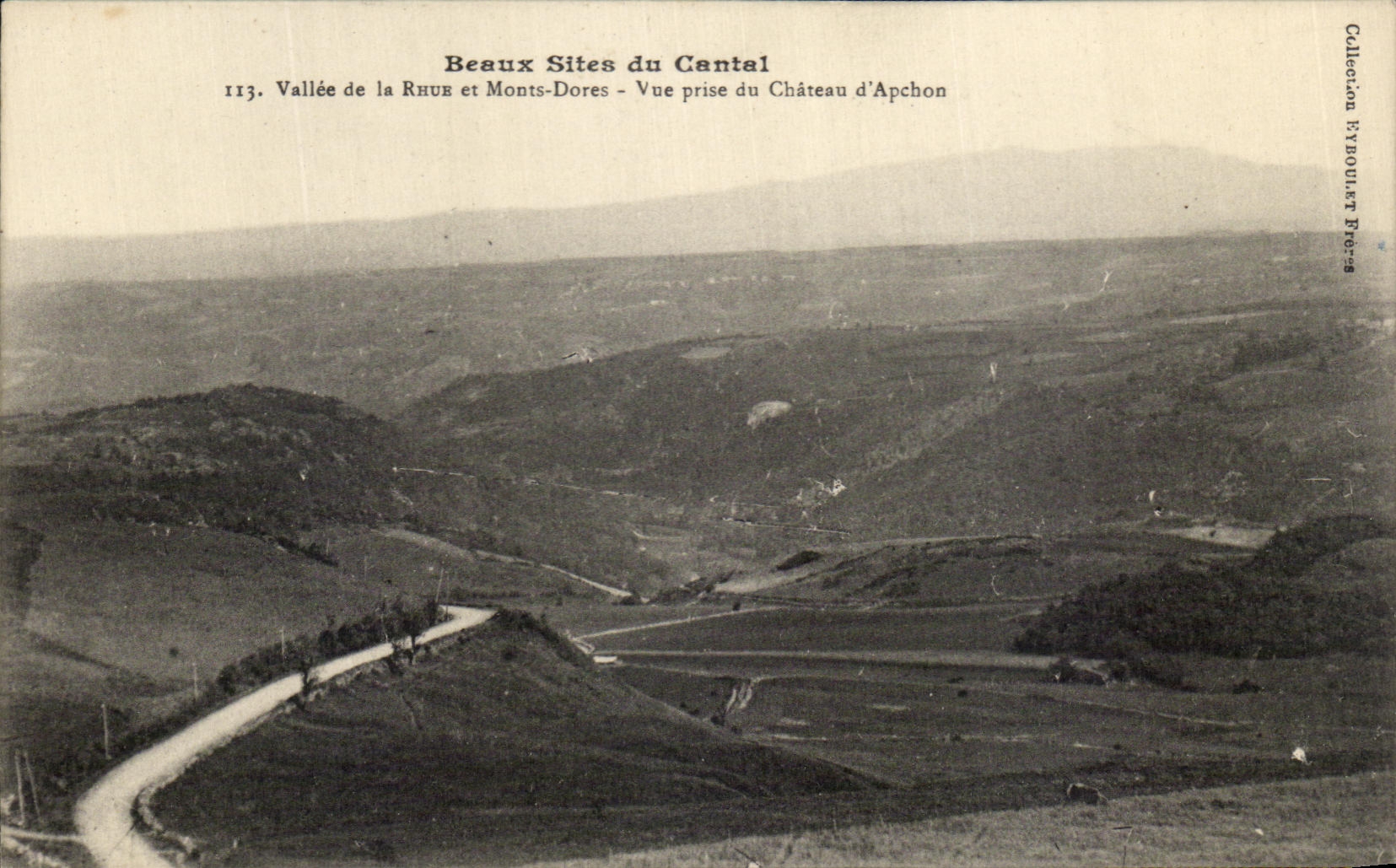 CPA Beaux Sites du Cantal Vallee de la Rhue et Monts Dores Vue prise du chateau d'Apchon 