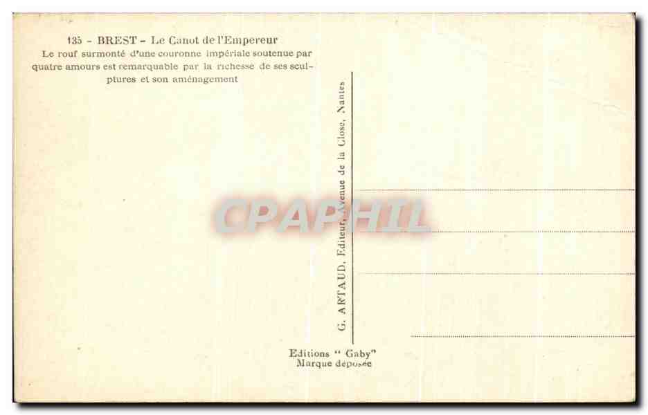 CPA Brest Le Canot de l'Empereur Le rouf surmonte d'une couronne Bateau — Rückseite