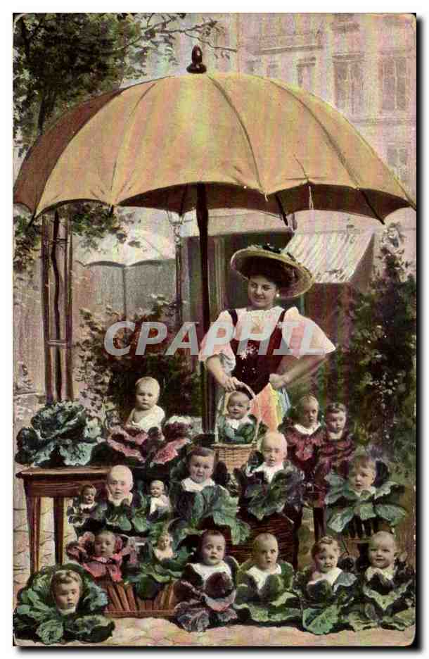 CPA Enfants Bebes dans les choux 