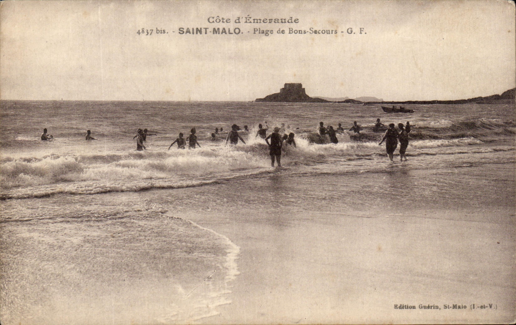 Costa d'Emeraude — Spiaggia di Bons-Secours a Saint-Malo — Edizione Guérin, St-Malo (I.-st-V.)
