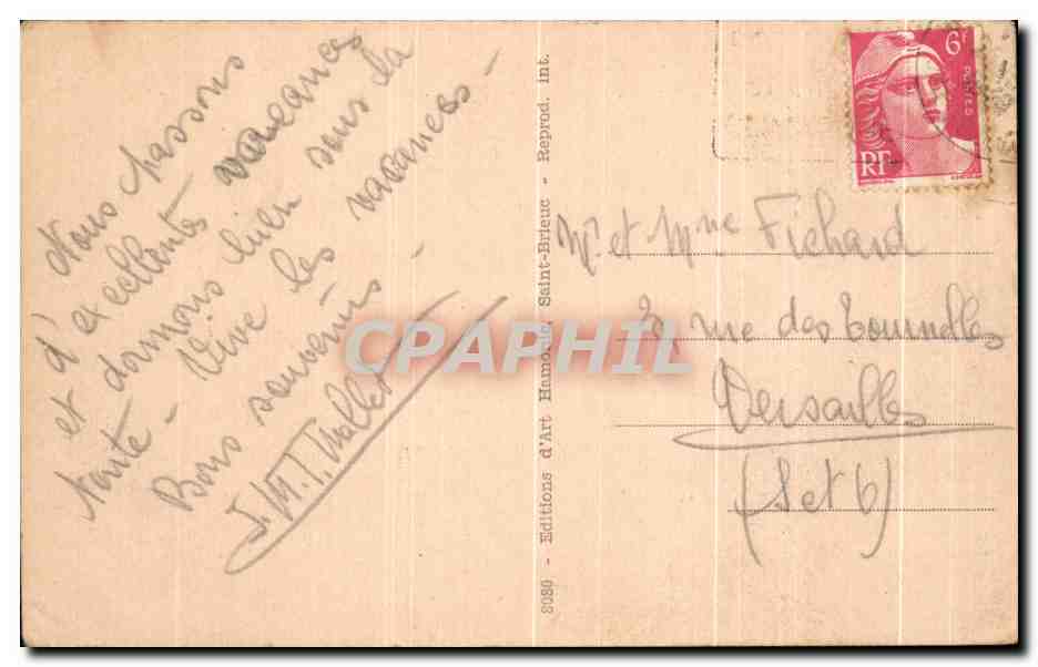 CPA Coup de Mer a la Digue de Portrieux Saint Quay Bateau Voilier — Reverso