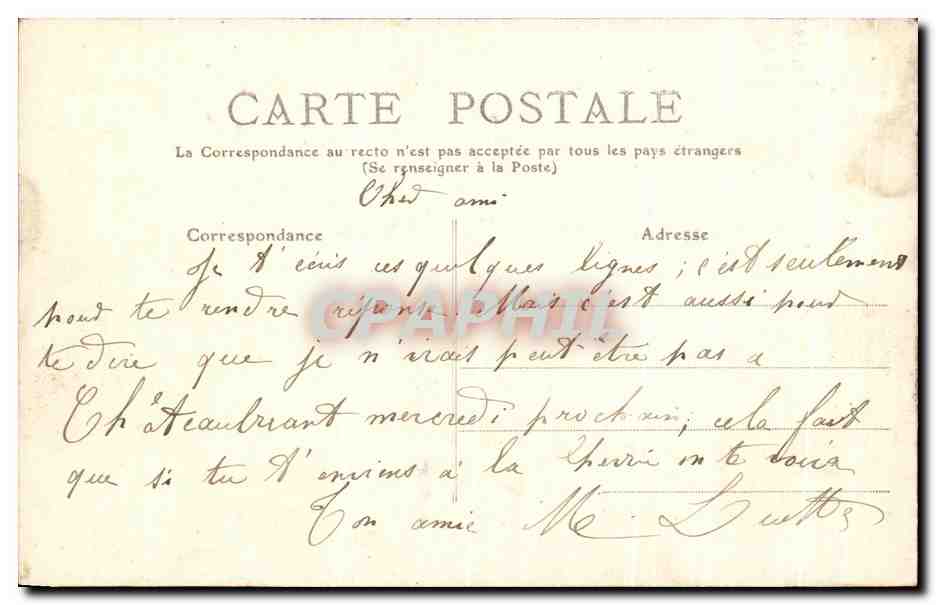 CPA Auray Promenade du Loch Enfants — Rückseite
