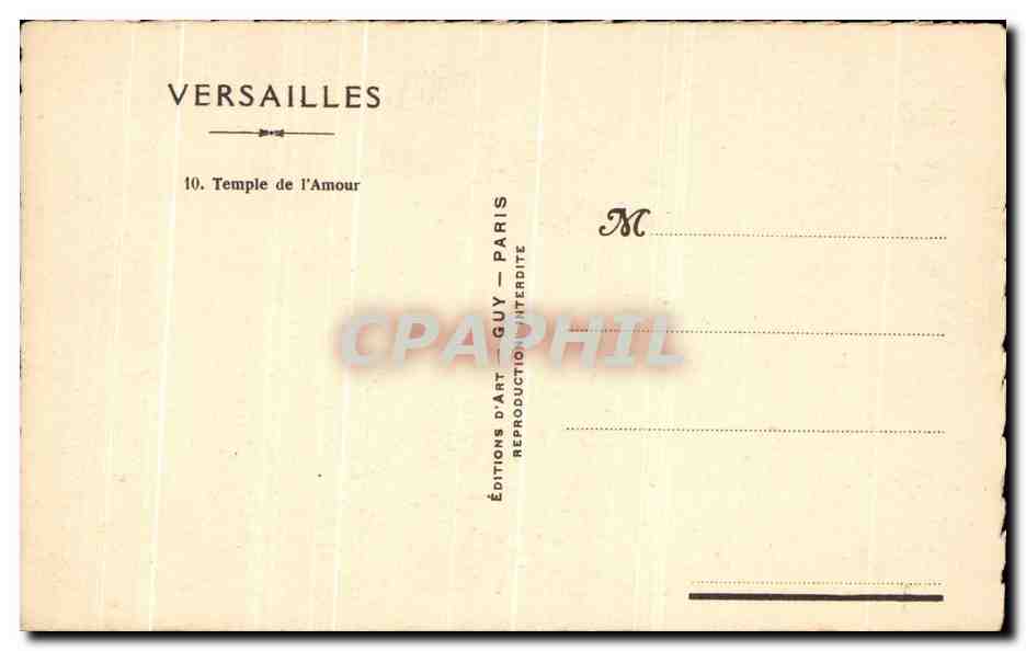 CPA Versailles Temple de I'Amour — Verso