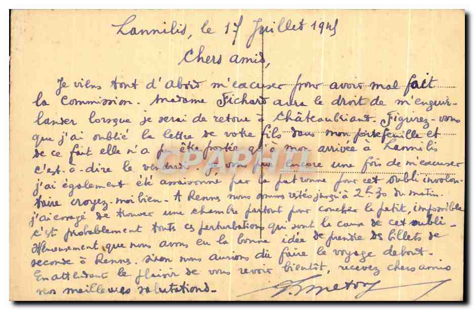 CPA Lannilis Debarquements De Goemon Prat Ar Courm Bateau peche  — Rückseite