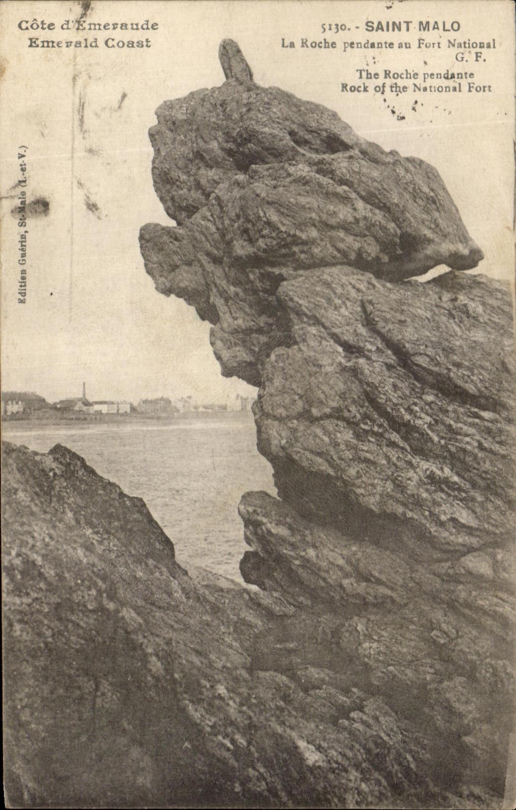 Saint-Malo — La Roche pendante au Fort National — Édition Guérin, Saint-Malo (L.-et-V.)
