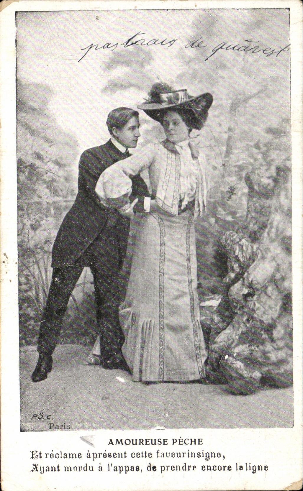CPA Amoureuse Peche Femme