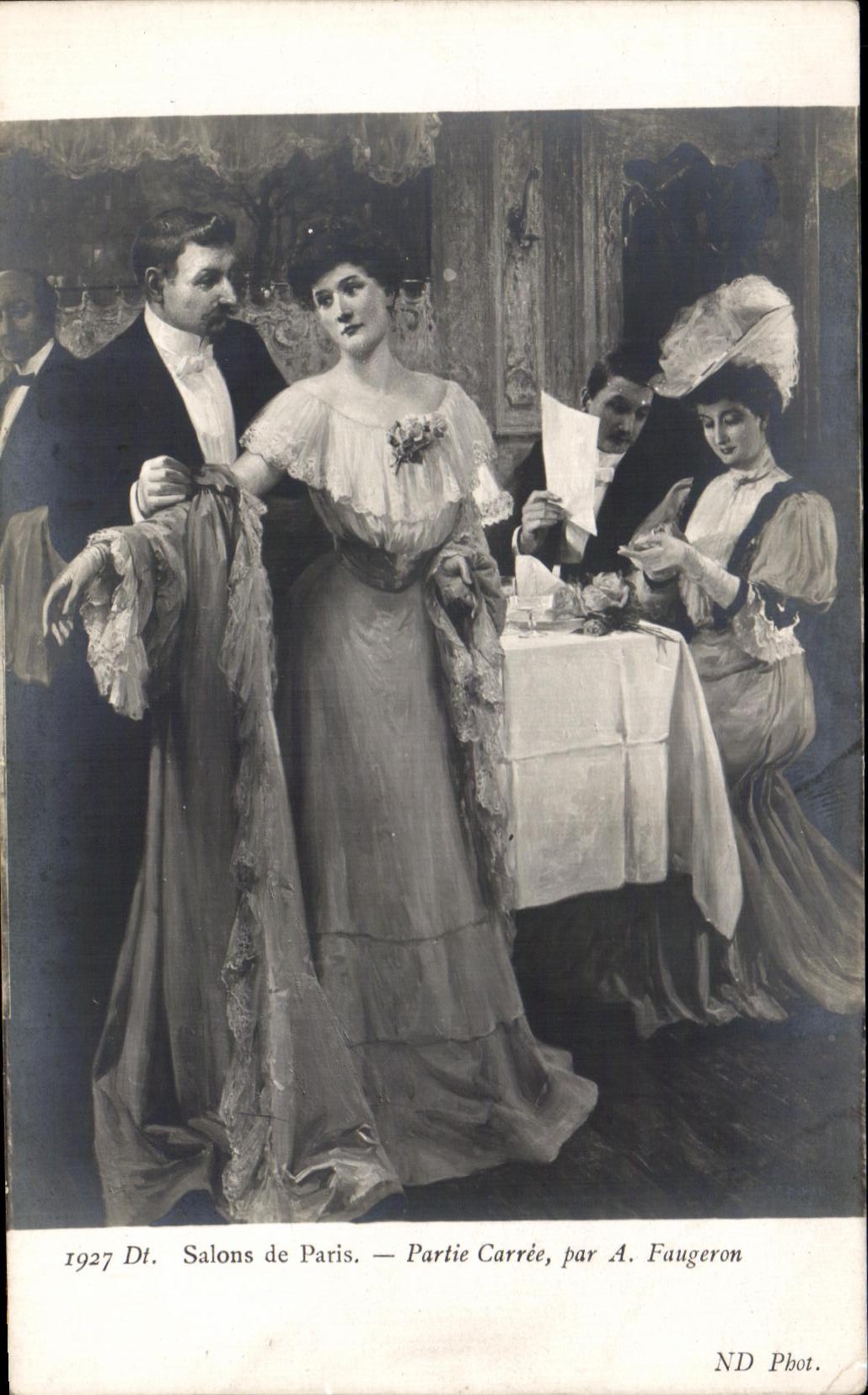 CPA Salons De Paris Partie Carree Par Faugeron Femme