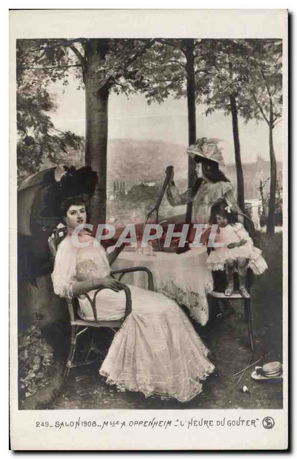 CPA Salon 1908 Mlle Oppenheim L'Heuure Du Gouter Femme Enfants Tennis