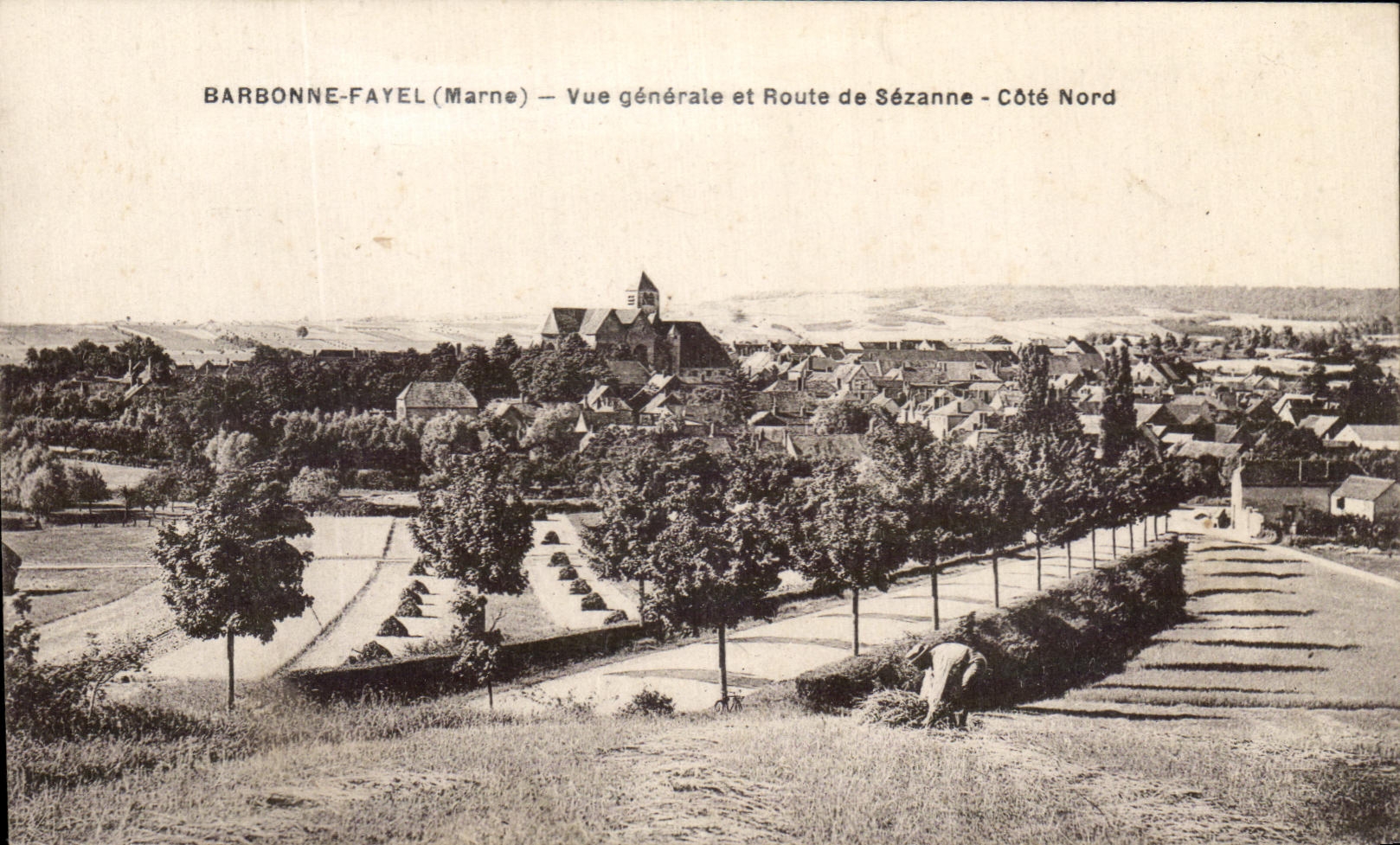 CPA Barbonne Fayel Vue Generale et Route de Sezanne Cote Nord