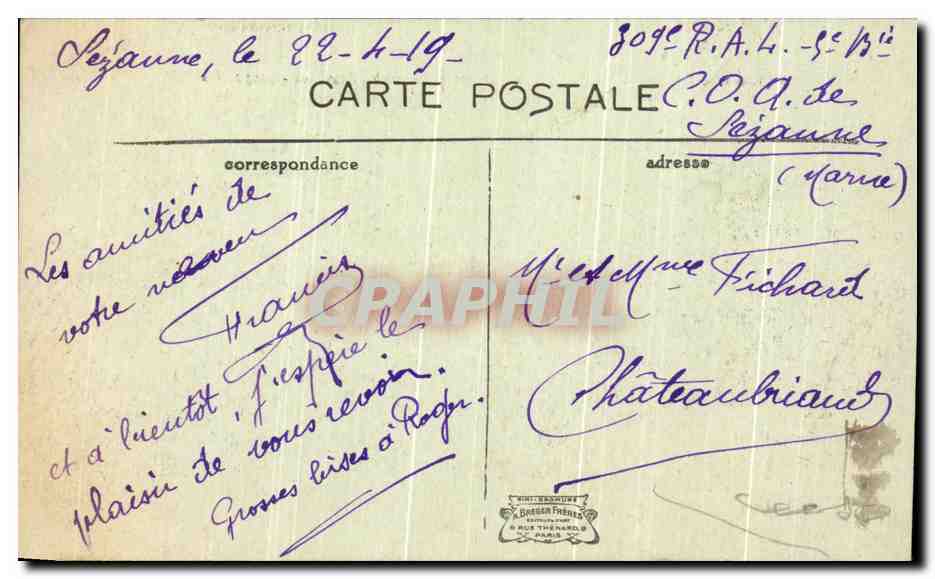 CPA Barbonne Fayel Vue Generale et Route de Sezanne Cote Nord — Back