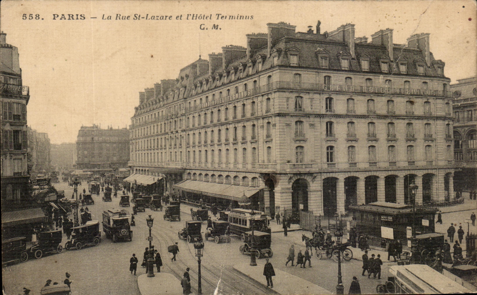 CPA Paris la Rue St Lazare et l'Hotel Terminus 