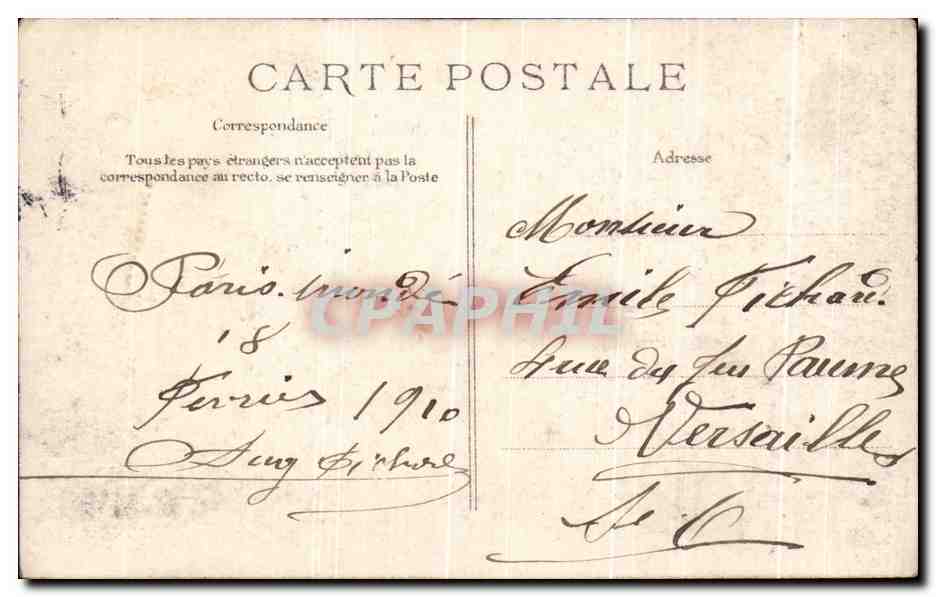 CPA Crue De La Seine Paris Rue de Bourgogne Janvier 1910 — Rückseite