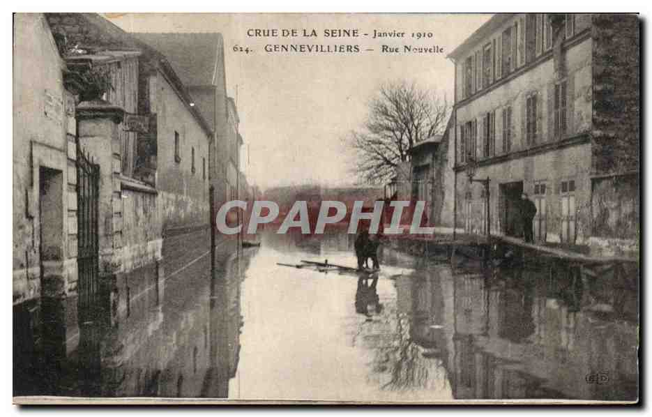 CPA Crue De La Seine Janvier Gennevilliers Rue Nouvelle Janvier 1910