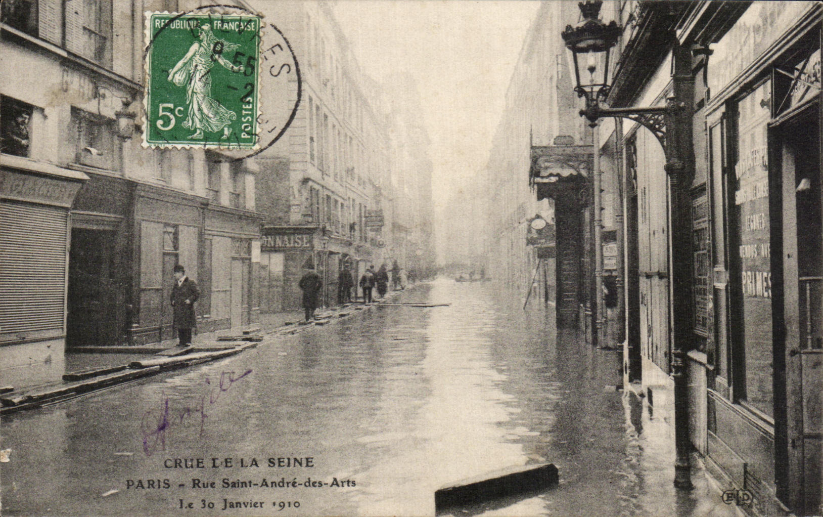 Crue de la Seine — Rue Saint-André-des-Arts — Paris — 30 Janvier 1910