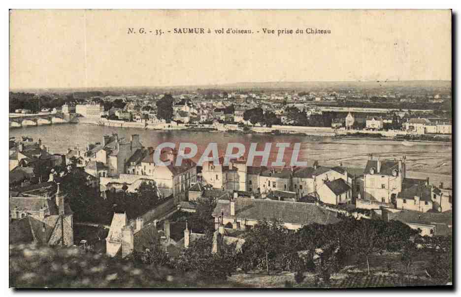 CPA Saumur a Vol D'Oiseau Vue Prise Du Chateau