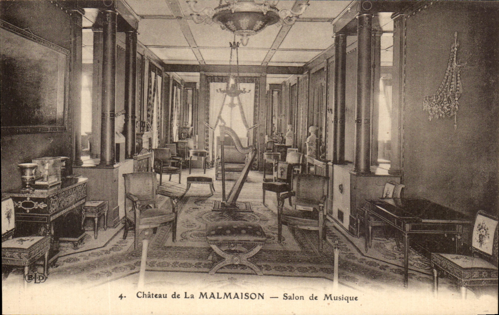 CPA Chateau De La Malmaison Salon De Musique Harpe 