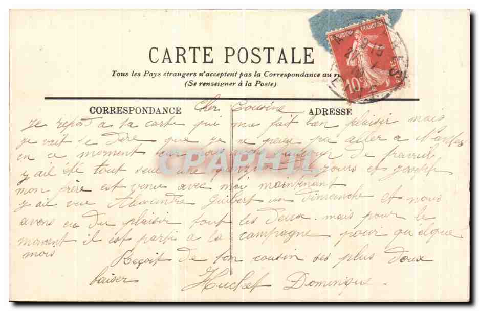CPA Asnieres Felicite Bateau Passeur  — Rückseite