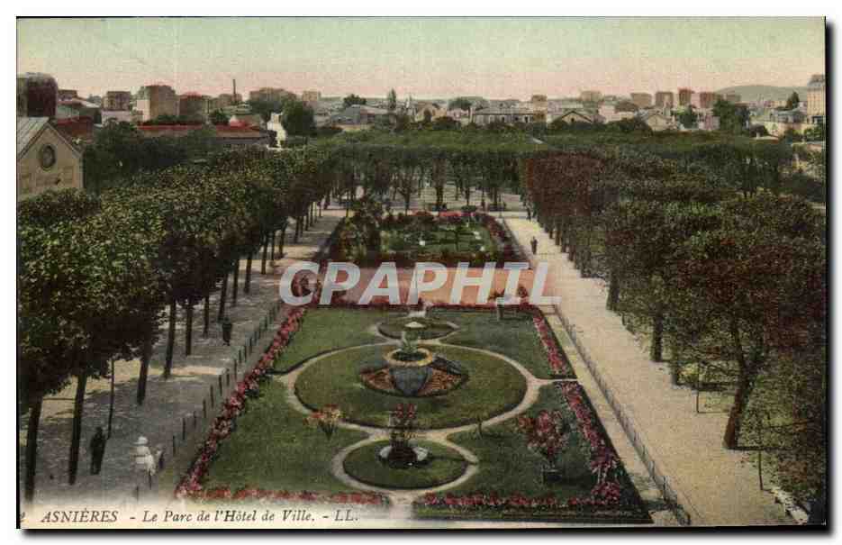 CPA Asnieres Le Parc de I'Hotel de Ville