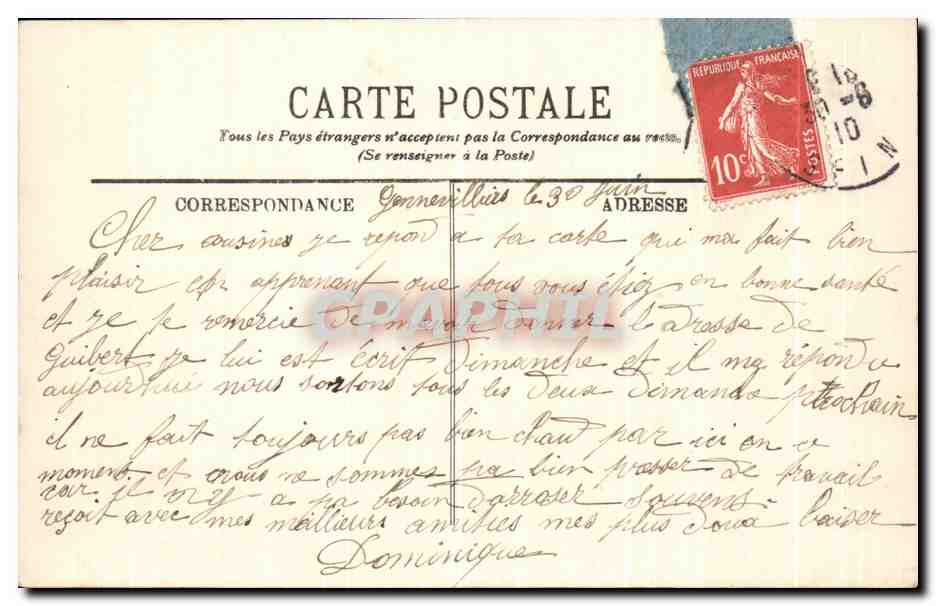 CPA Asnieres Le Parc de I'Hotel de Ville — Rückseite