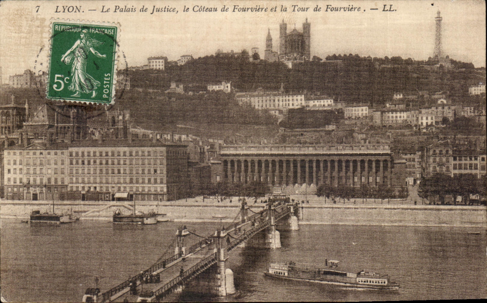CPA Lyon Le Palais de Justice le Coteau de Fourviere et la Tour de