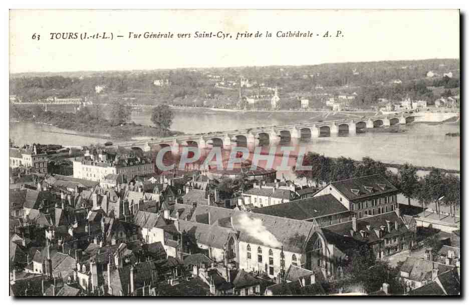 CPA Tours Vue Generale vers Saint Cyr prise de la Cathedrale
