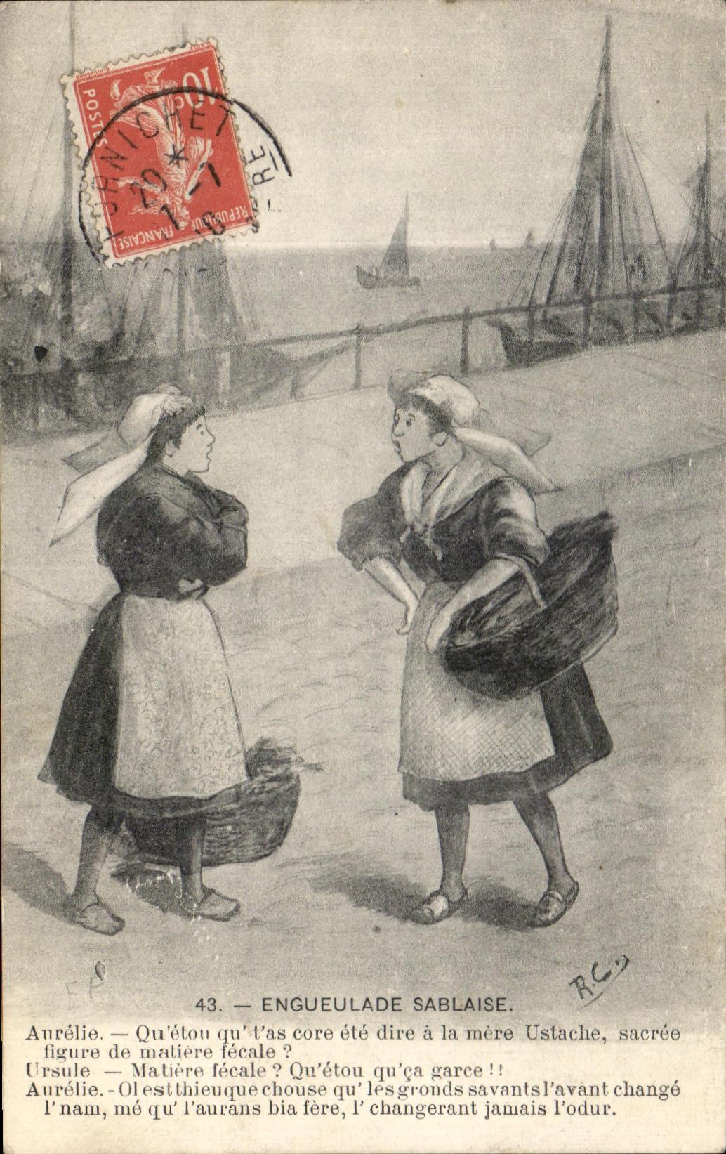 CPA Engueulade Sablaise Folklore Costume 