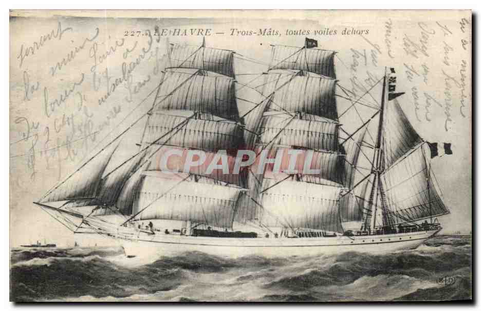 Le Havre — Trois-Mâts, toutes voiles dehors — Éditeur : CPAPHIL, n° 227.3