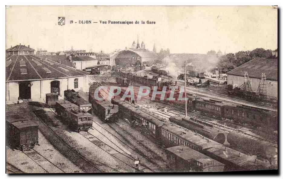 CPA Dijon Vue Panoramique De La Gare Train TOP