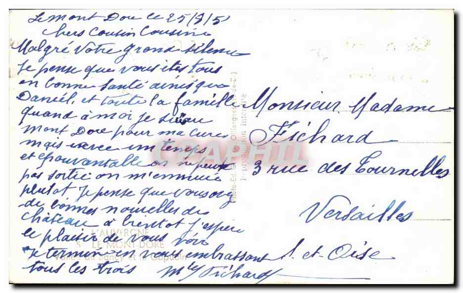CPA Le Mont Dore  — Verso