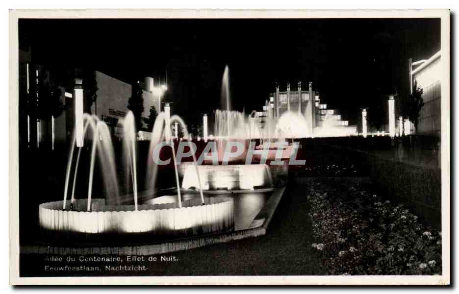 CPA Allee du Centenaire Effet de Nuit Exposition de Bruxelles 1935