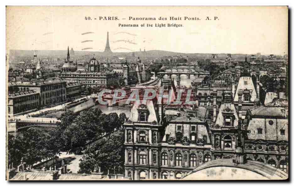 CPA Paris Panorama des Huit Ponts Tour Eiffel