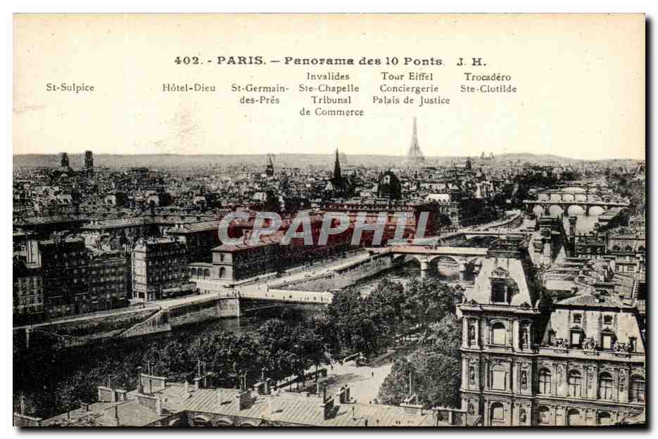 Paris — Panorama des 10 Ponts — J.H. — n°402