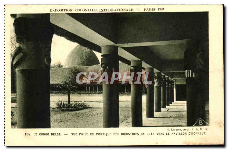 Exposition Coloniale Internationale — Paris 1931 — Le Congo Belge — Vue prise du portique des Industries de Luxe vers le Pavillon d'Honneur — H. Lacoste, Arch. S. A. D. G.