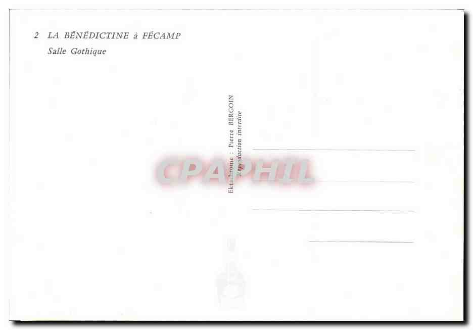 CPM La Benedictine A Fecamp Salle Gothique — Rückseite