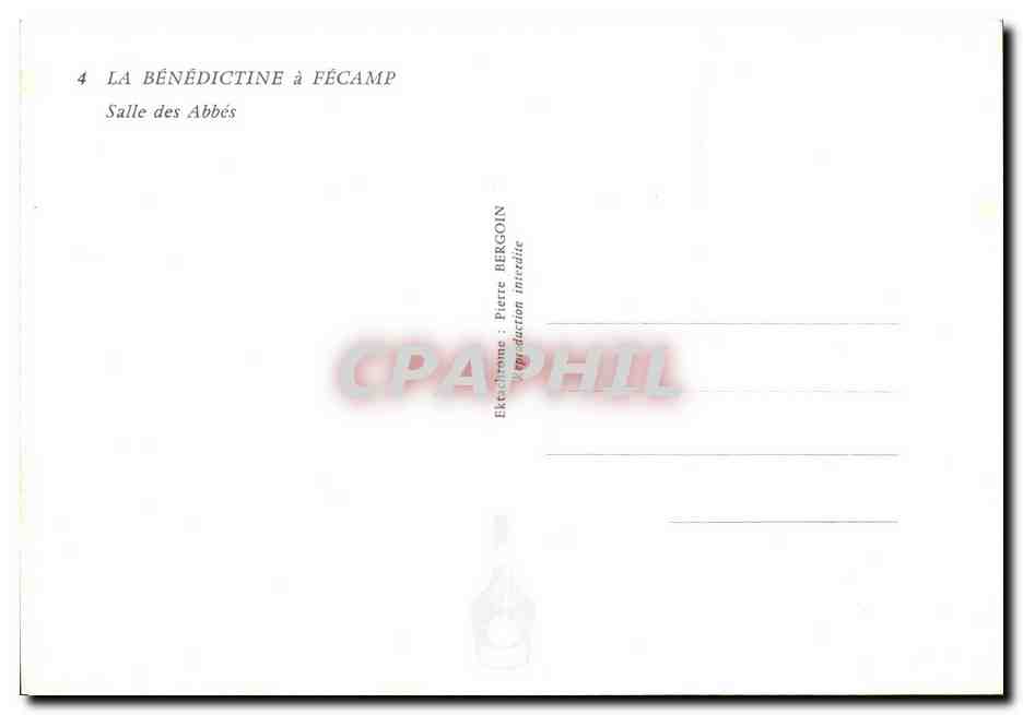 CPM La Benedictine A Fecamp Salle des abbes — Rückseite