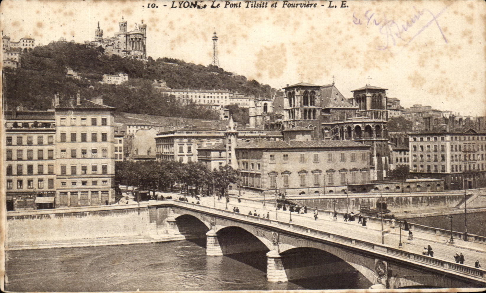 CPA Lyon Le pont Tilsitt et Fourviere