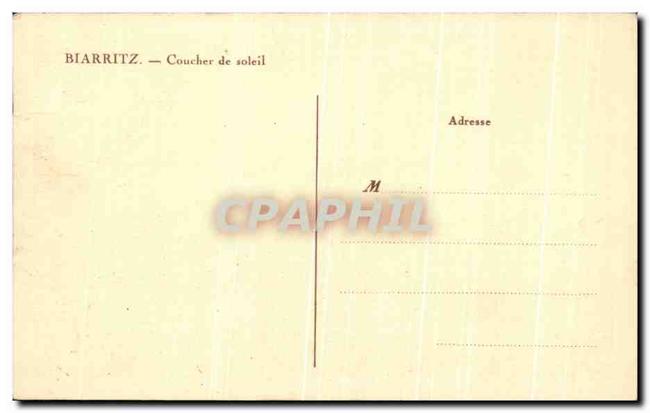 CPA Biarritz Coucher de Soleil — Rückseite