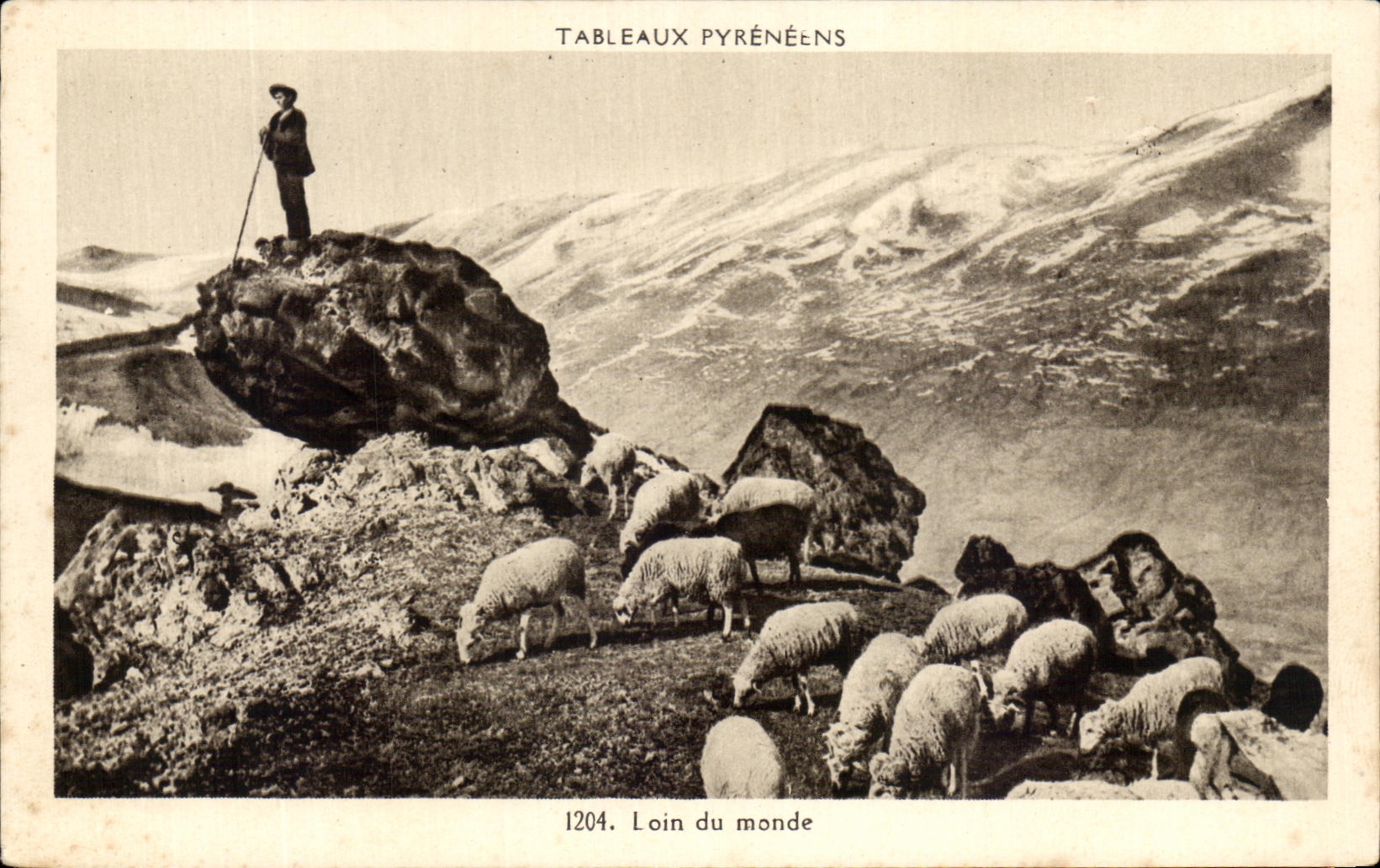 CPA Tableaux Pyreneens Loin du Monde Berger et moutons