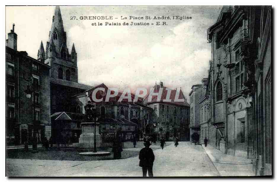 Grenoble - La Place Saint-André, l'Église et le Palais de Justice - E.R.